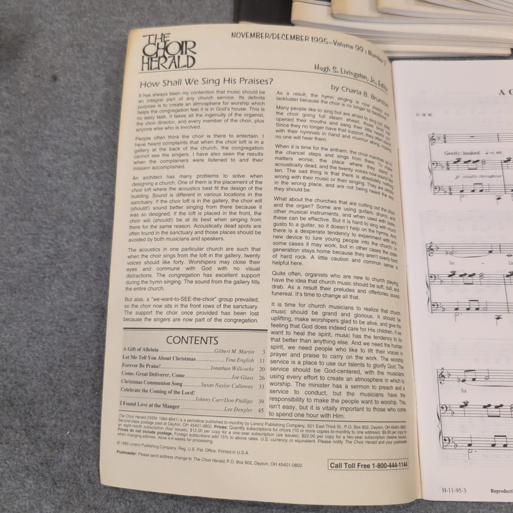 The Choir Herald Magazine Nov Dec 1995 Vol 99 No 2 Choral Music Lot of 12 VG - Picture 2 of 2